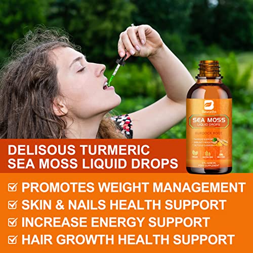 B BEWORTHS Sea Moss Liquid Drops - Organic Irish Sea Moss Raw Gel with Burdock Root