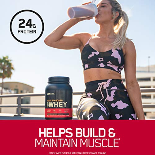 Optimum Nutrition Gold Standard 100% Whey Protein Powder, Strawberry, 1 Pound