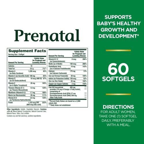 Nature's Bounty Prenatal Multivitamin, Supports Baby's Healthy Growth and Development