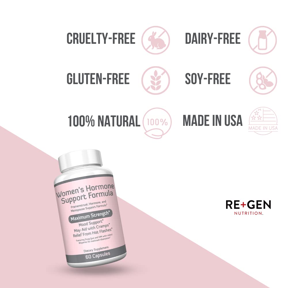 Re+Gen Nutrition Women's Hormone Balance Support, Supplement with Vitamin E, Dong Quai, and DIM 200mg