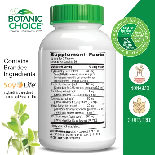 Botanic Choice Natural Menopause Hot Flash Relief Balance Supplement for Women - Powerful Herbal Blend