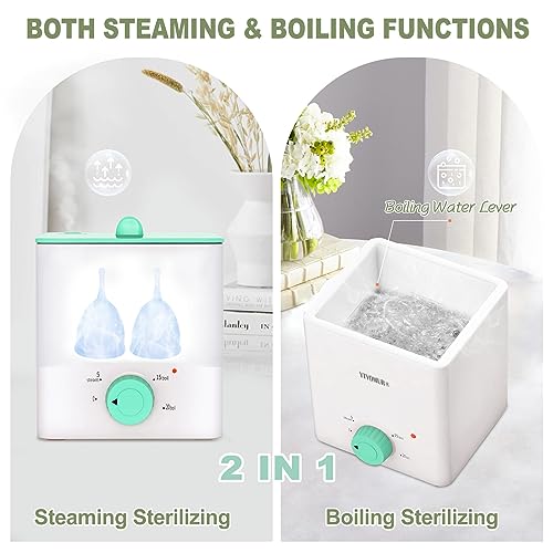 YTYOMUR Menstrual Cup Steamer Sterilizer with 2 Reusable Period Cups, Menstrual Cups Cleaner