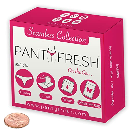 to-Go Panty Kit Includes 4 Items Seamless Thong Underwear Fresh Wipe Pantyliner & Washbag Travel