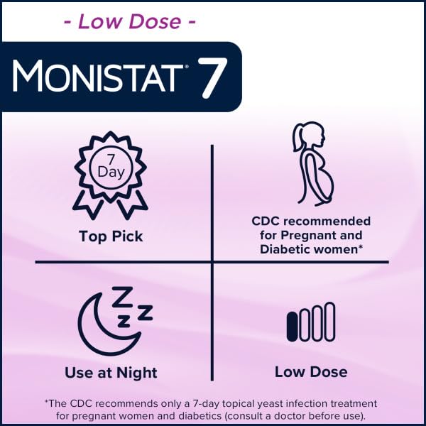 Monistat 7 Vaginal Cream with Tube Plus 7 Disposable Applicators, Anti-Fungal, For Most Vaginal Yeast