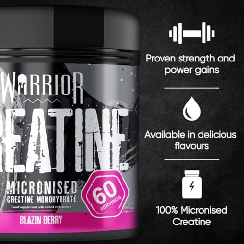 Warrior Creatine Monohydrate Powder – 300g – Micronised for Easy Mixing and Consumpti