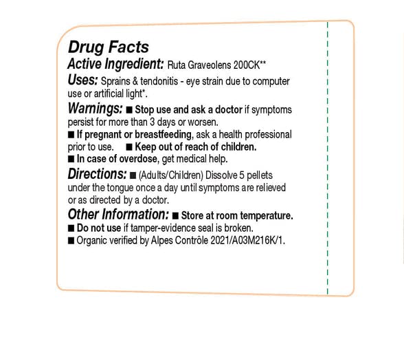 OLLOIS Ruta Graveolens 200ck Organic, Lactose-Free, Kosher Homeopathic Medicine, 80 Pellets