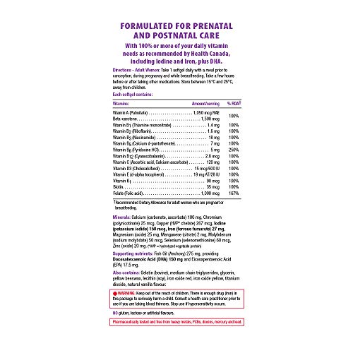 Jamieson PRENATAL Complete Multivitamin with DHA Supplement 60 Softgels