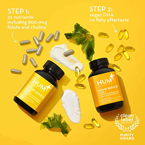 HUM Womb Service Prenatal & Postnatal Vitamins Combo Pack - OBGYN Formulated Vegan Prenatal