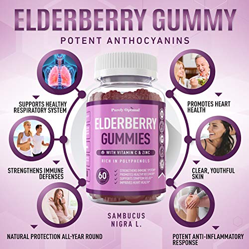 Premium Elderberry Gummies - Sambucus Elderberry Gummies for Adults - Black Elderber