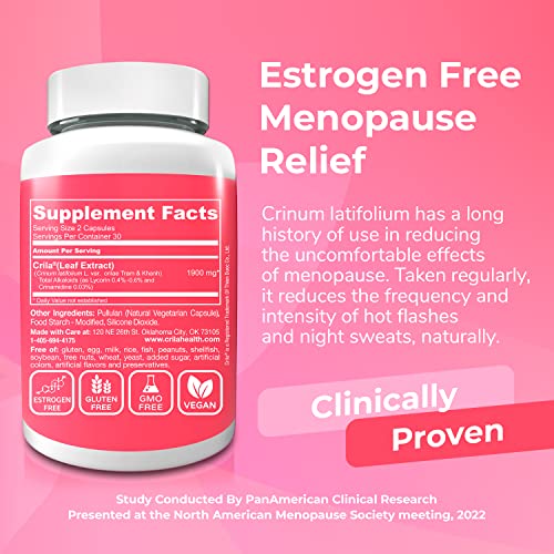 Crila Health Menopause Supplements for Women - 60 Ct. I Night Sweats & Hot Flashes Menopause Relief