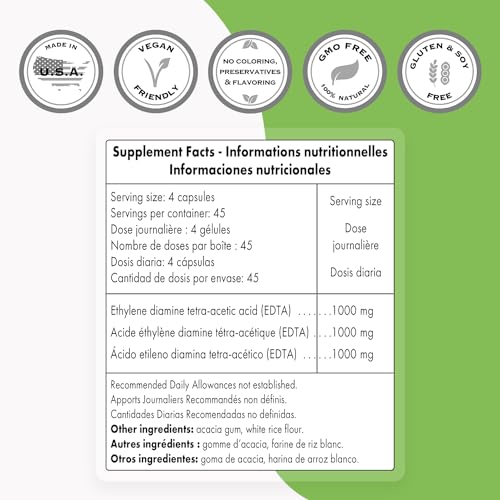 Supersmart - EDTA 1000mg per Day - Calcium Disodium EDTA Supplement | Non-GMO