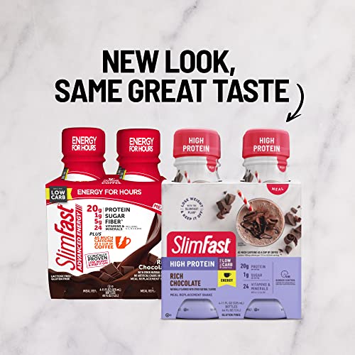 SlimFast Advanced Energy High Protein Meal Replacement Shake, Rich Chocolate, 20g