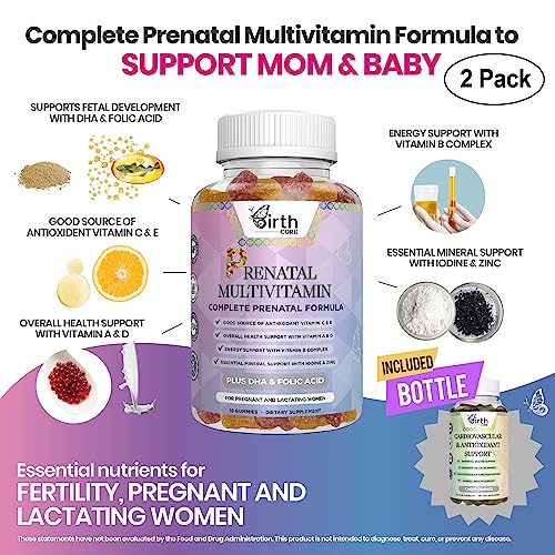 Prenatal Vitamins, Fetal Development, Folate, DHA, CoQ10, Daily Multivitamin Gummy, Folic Acid