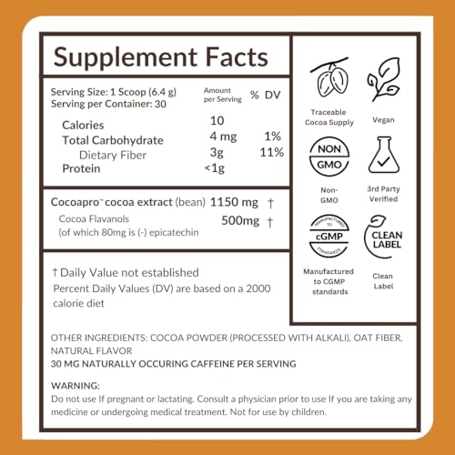 CocoaVia Cardio Health Cocoa Powder, 60 Servings, 500mg Cocoa Flavanols