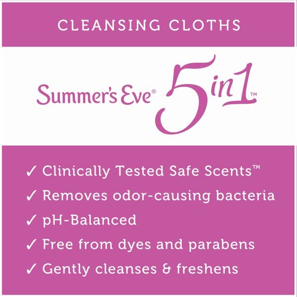Summer's Eve Feminine Cleansing Cloths | Sensitive Skin | 16 Each | Pack of 2