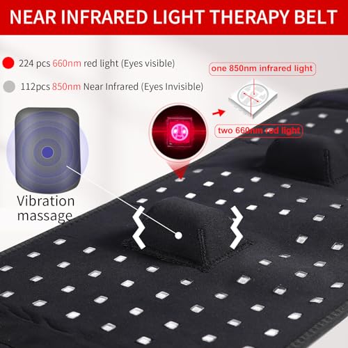 TUOYR Cordless Red Light Therapy Belt for Back Pain Relief with 10000mAH Power Bank