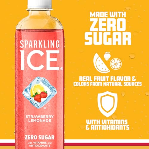 Sparkling Ice, Strawberry Lemonade Sparkling Water, Zero Sugar Flavored Water