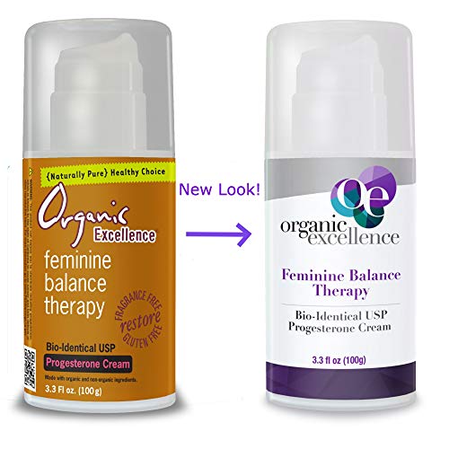 Organic Excellence Feminine Balance Therapy - USP Bio-Identical Progesterone Cream - 3 oz