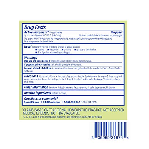 Boiron Lycopodium Clavatum 30C Homeopathic Medicine for Relief from Bloating, Gas Relief