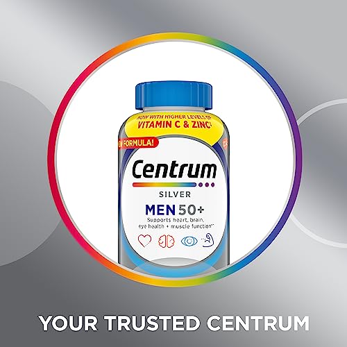Centrum Silver Men's 50+ Multivitamin with Vitamin D3, B-Vitamins, Zinc for Memory