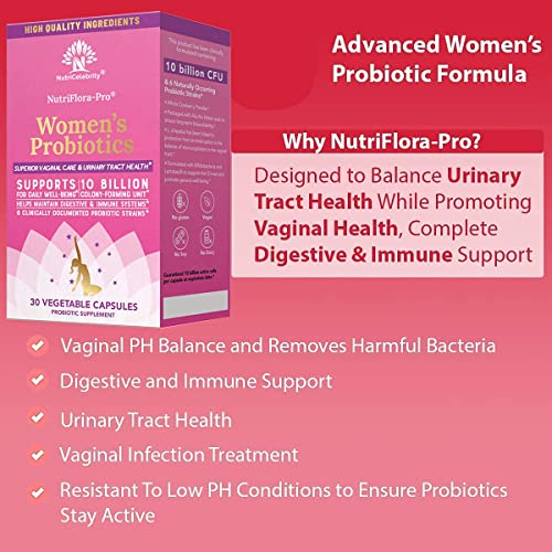 Nutricelebrity NutriFlora-Pro Probiotics for Women - Support Vaginal, Urinary Health