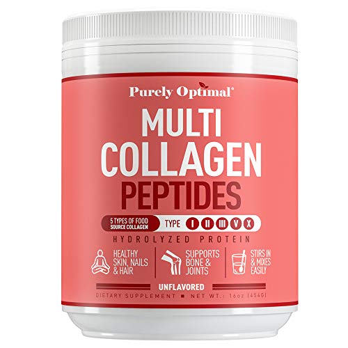 Multi Collagen Peptides Powder - 5 Types of Hydrolyzed Collagen Protein with Biotin 