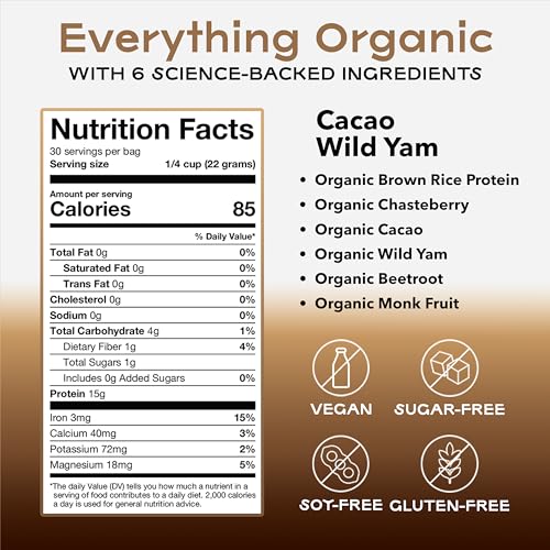 Organic & Vegan Protein Powder for Women Cacao-Chocolate Wild Yam – Delicious Protein Powder