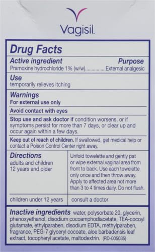 Vagisil Anti-Itch Medicated Feminine Intimate Wipes for Women, Maximum Strength, Gynecologist Tested