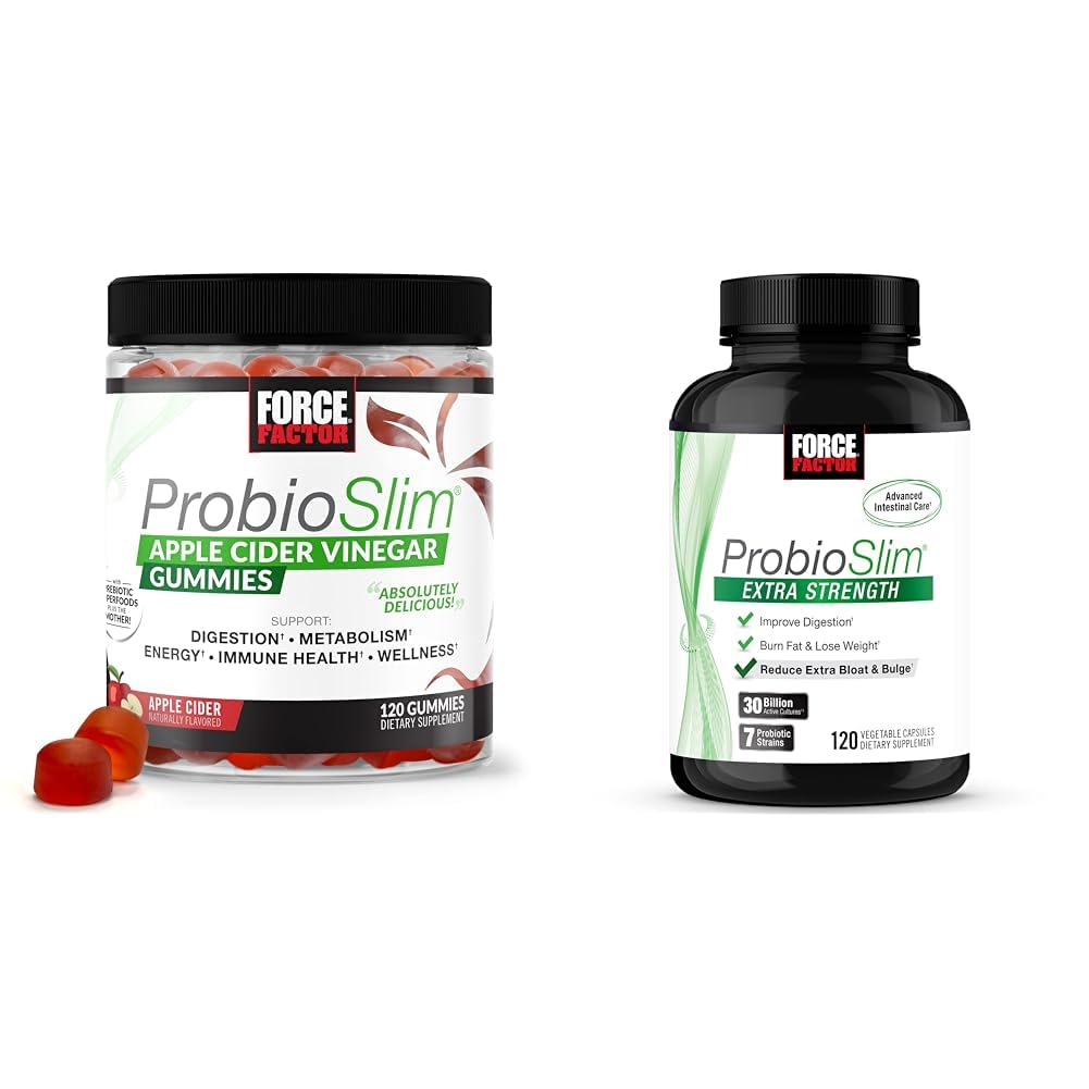 Force Factor ProbioSlim Apple Cider Vinegar Gummies with Organic, LactoSpore Probiotics