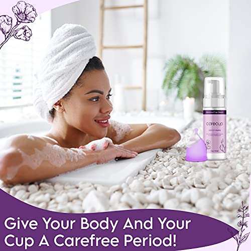 CareCup Menstrual Cup Cleaner - Unscented Foaming Sterilizer Wash for Silicone Period discs - Wipes Clean