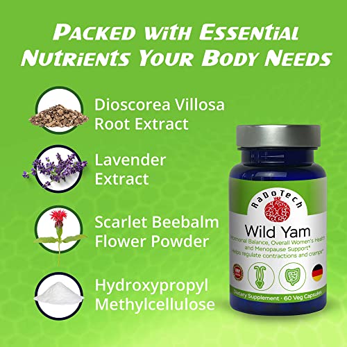 RaDoTech - Wild Yam Menopause Supplements for Women, Premenstrual and Menopause