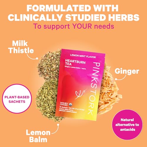Pink Stork Heartburn Tea: Lemon Mint, 100% Organic, Heartburn Pregnancy Relief