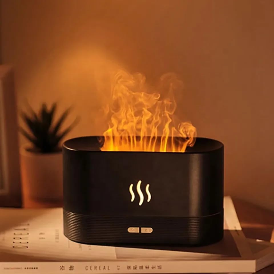 Flame Aroma Diffuser Humidifier 180ml, Oil Essential 2 Modes Brightness Aroma Humidifier