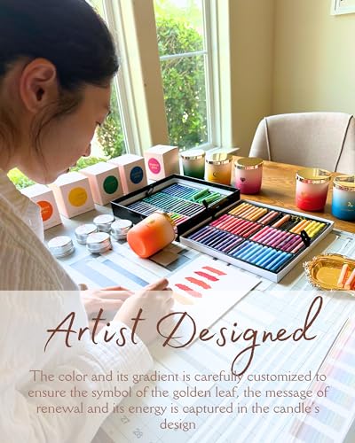 Inspired Picks Refreshing Green Candle – Wood Sage & Sea Salt w/Gold Stemmed Leaves Symbol