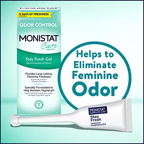 Monistat Stay Fresh Gel, Odor Eliminating Gel for Feminine Care, Fragrance Free Vaginal Gel, Prefilled