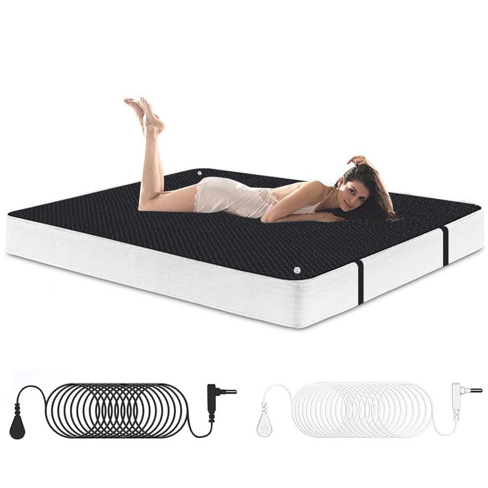 LDDJIOD Grounding Mat for Bed with 2 Grounding Cords, Conductive Grounding Sheet 