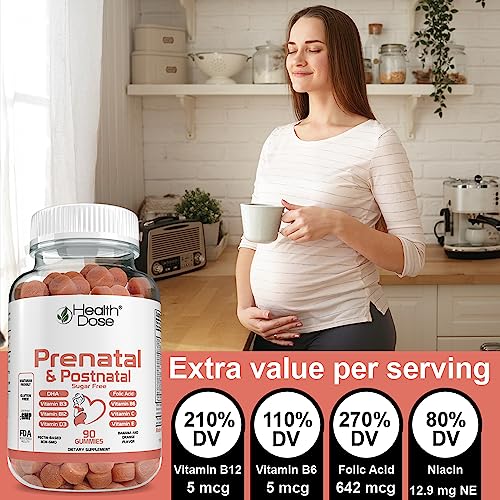 Health Dose Prenatal & Postnatal Vitamins for Pregnant and Lactating Women, DHA & Folic Acid