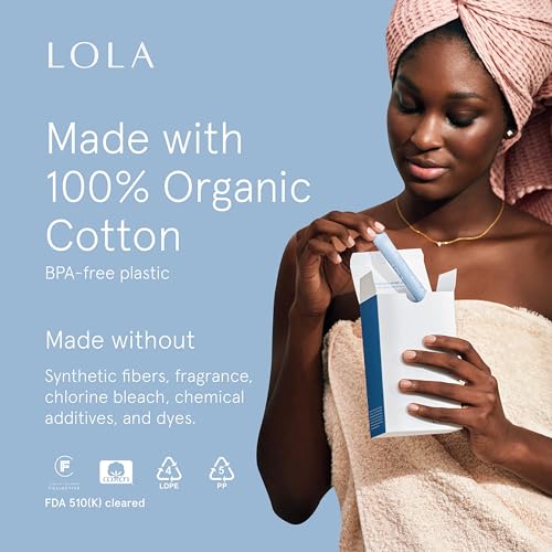 LOLA Organic Cotton Tampons, 8 Count - Tampons Regular, Period Feminine Hygiene Products
