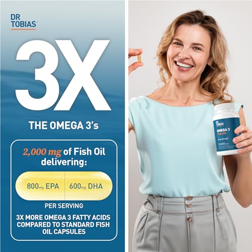Dr. Tobias Omega 3 Fish Oil, 800 mg EPA 600 mg DHA Omega 3 Supplement for Heart
