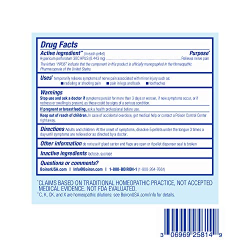 Boiron Hypericum Perforatum 30C Homeopathic Medicine for Relief from Nerve Pain, Toothaches