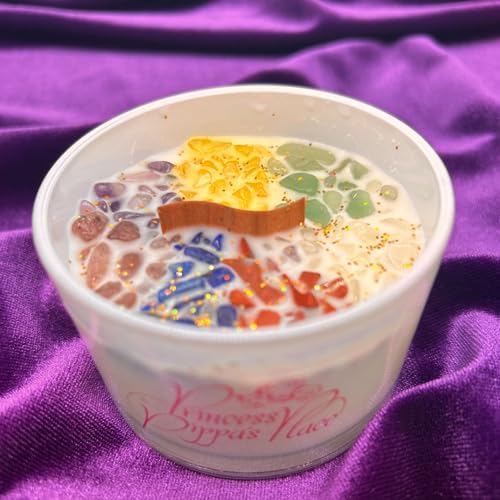 Princess Pippa's Place Healing Candles with Crystals Inside- Natural Soy Wax 7 Stones Crystal Candle Jar