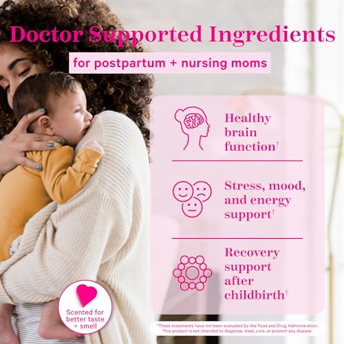 Pink Stork Total Postnatal Vitamins for Women with Vegan DHA, Iron, Folate, and Vitamin B12