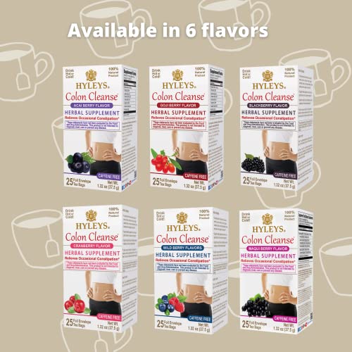 Hyleys Colon Cleanse Tea Blackberry Flavor - 50 Tea Bags (1 Pack)
