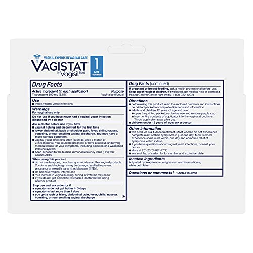 Vagistat 1 Day Single-Dose Yeast Infection Treatment for Women, Antifungal Ointment Helps Relieve