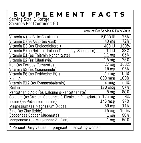 TRIOMEDICA PregnaFast Prenatal Multivitamin Softgels, Supports Healthy Growth, Brain Development
