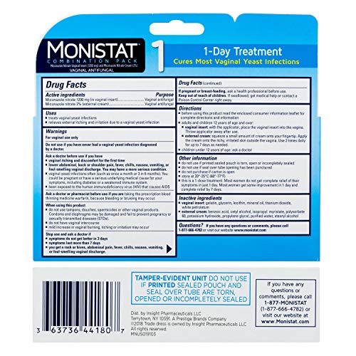 MONISTAT 1-Dose Yeast Infection Treatment, 1 Ovule Insert & External Itch Cream