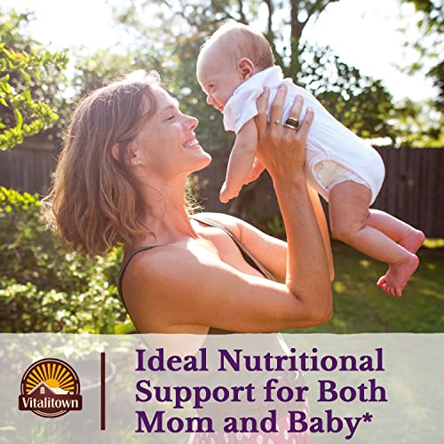 VITALITOWN Prenatal Vitamin, with Omega-3 DHA, Folate, Iron, VIT C, D3, Calcium, Zinc, Choline
