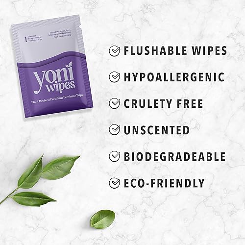 Yoni Wipes - 30 Count Biodegradable & Flushable Feminine Wipes, pH-Balanced, Aloe Vera & Vitamin E