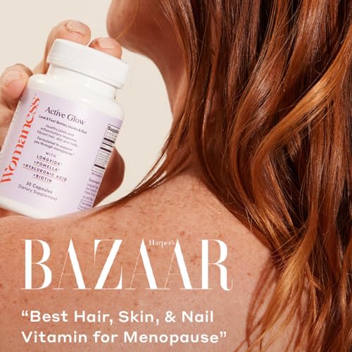 Womaness Active Glow Hair Skin and Nails Vitamins - Biotin, Longvida Curcumin & Hyaluronic Acid