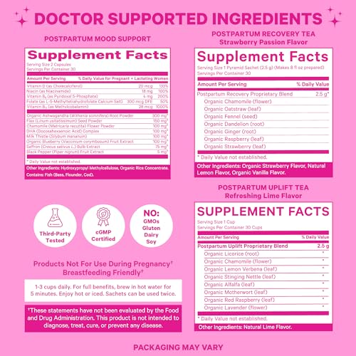 Pink Stork Postpartum Essentials for Hormone Balance, Recovery, and Mood Support for Women